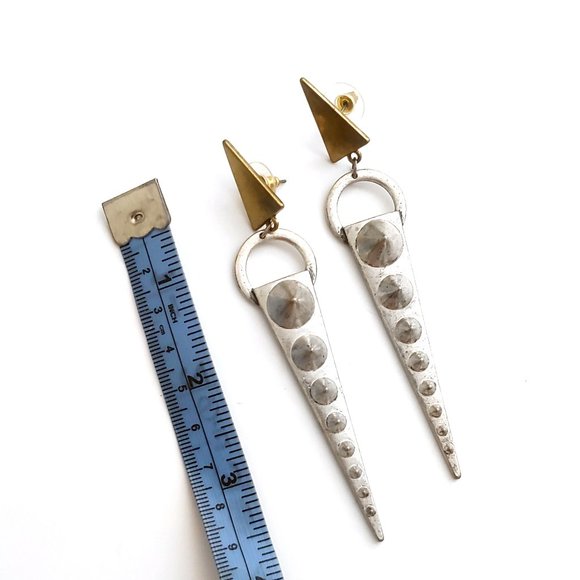 Vintage Industrial Goth Post Modern Stud Earrings - Picture 2 of 5